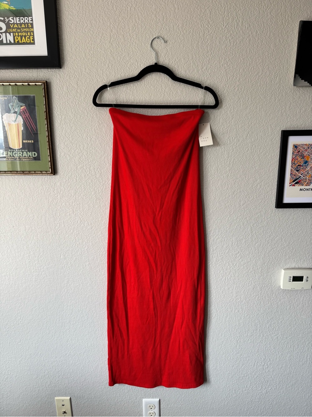 Red Strapless Maxi Dress